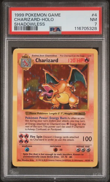 1999 #4 Charizard-Holo Shadowless PSA 7 Game