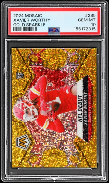 2024 Panini Mosaic NFL Debut Gold Sparkle Xavier Worthy #285 2/24 PSA 10
