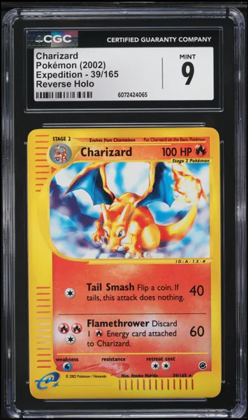 2002 Pokemon Expedition Reverse Holo Charizard #39 CGC 9 MINT