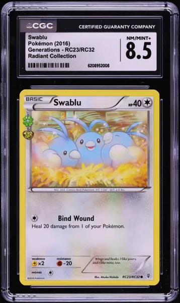 2016 Pokemon Generations Radiant Collection Swablu #RC23 CGC 8.5 NM-MT+