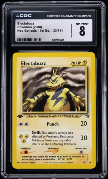 2000 Pokemon Neo Genesis 1st Edition Electabuzz #33 CGC 8 NM-MT