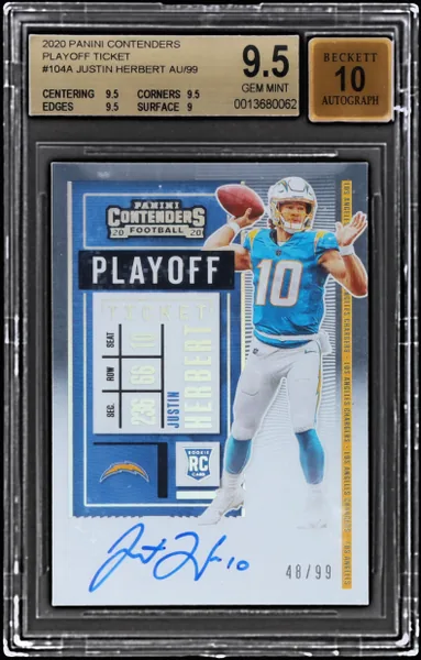 2020 Panini Contenders Playoff Ticket Autograph Justin Herbert #104A 48/99 BGS 9.5
