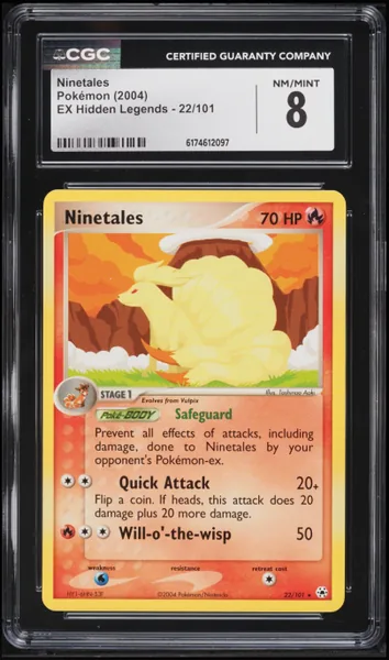 2004 Pokemon EX Hidden Legends Ninetales #22 CGC 8 NM-MT