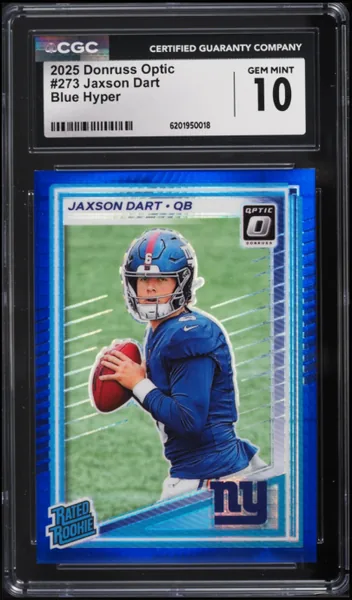 2025 Donruss Optic Blue Hyper Prizm Jaxson Dart ROOKIE #273 CGC 10 GEM MINT