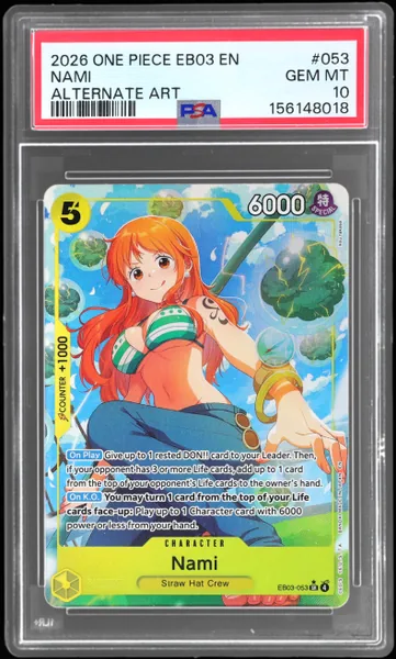 2026 One Piece Heroines Alternate Art Nami #EB03053 PSA 10