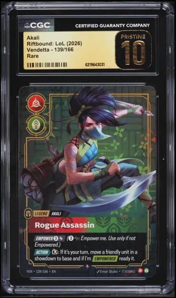 2026 Riftbound League Of Legends LoL Vendetta Akali #139 CGC 10 PRISTINE