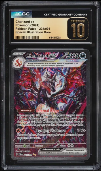 2024 Pokemon Scarlet & Violet Paldean Fates SIR Charizard ex #234 CGC 10 PRISTINE