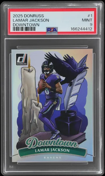 2025 Panini Donruss Downtown Lamar Jackson #1 PSA 9