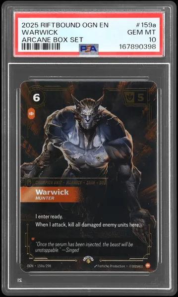 2025 Riftbound League of Legends Origins Arcane Box Set Warwick #159a PSA 10