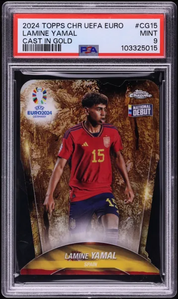 2024 Topps Chrome UEFA Euro Cast In Gold Die-Cut Lamine Yamal #CG-15 PSA 9 MINT