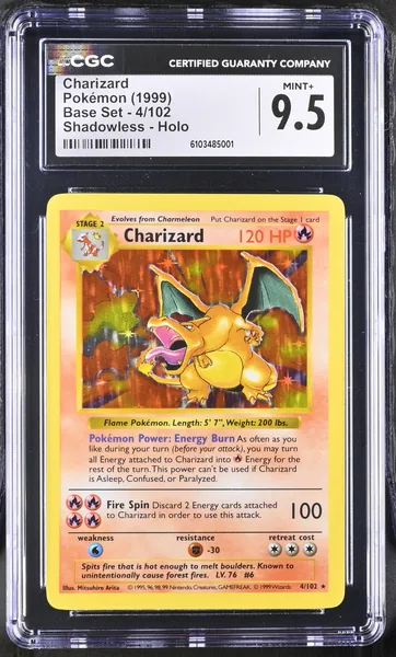 1999 #4 Charizard CGC 9.5 Base Set (Shadowless) - English