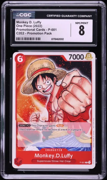 2022 One Piece Promo Monkey D. Luffy #P-001 CGC 8 NM-MT