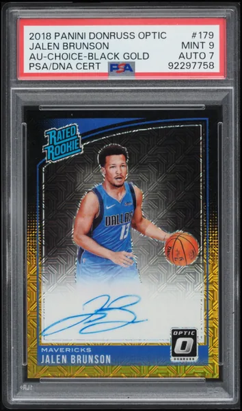 2018 Donruss Optic Choice Black Gold Jalen Brunson ROOKIE AUTO DNA 7 1/8 #179 PSA 9 MINT