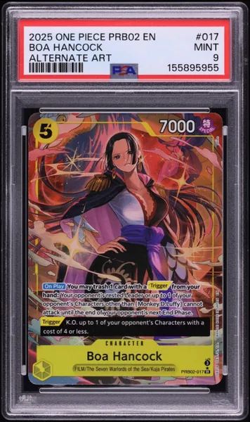 2025 One Piece Premium Booster The Best Vol.2 SR Alt Art Boa Hancock #017 PSA 9 MINT